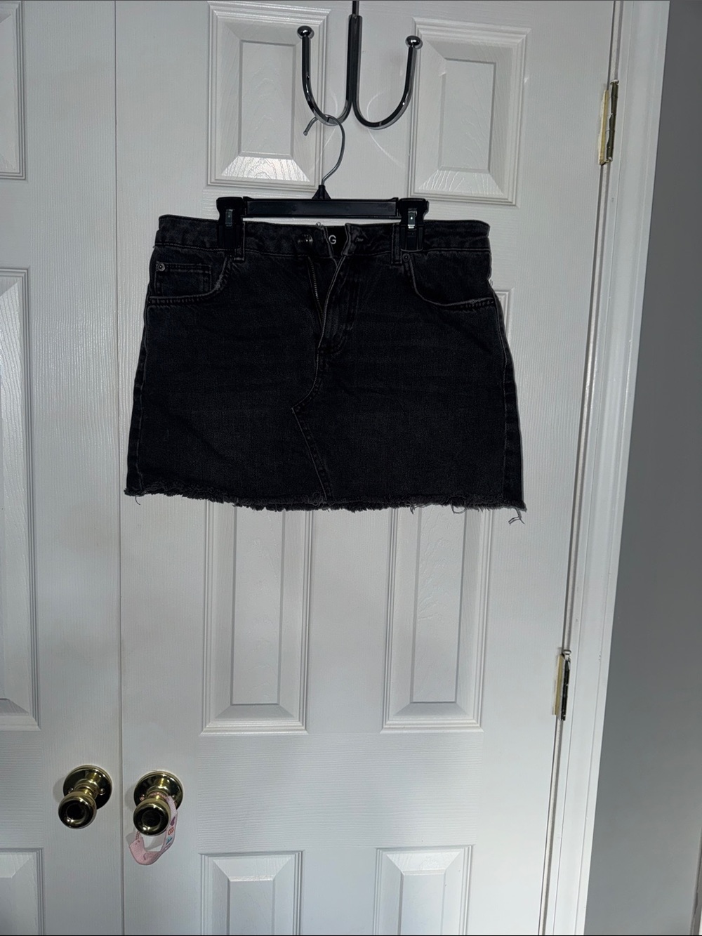 BDG Black Raw-Hem Denim Mini Skirt